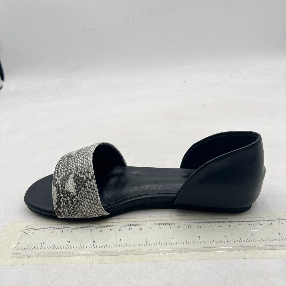 YDN Serpentine & Black Western Open Toe D'Orsay Casual Flat Sandals Slip on Shoe - Picture 2 of 8